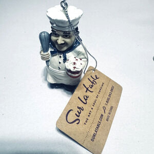 Sur La Table French Pastry Chef Holding‎ Cake & Whisk Christmas Ornament